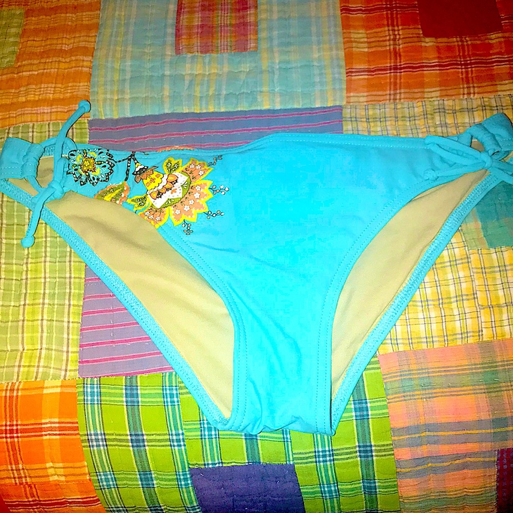 NWT bikini bottoms blue with adjustable ties